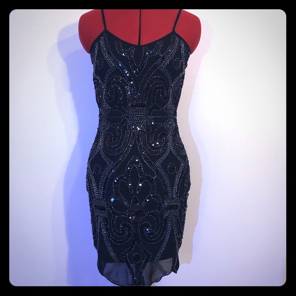 GB Black Sequins Dress